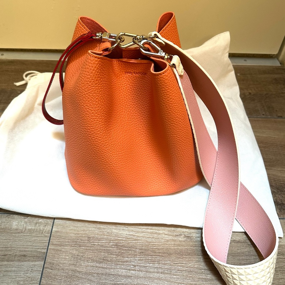 Chic Orange Bucket Bag with two Straps